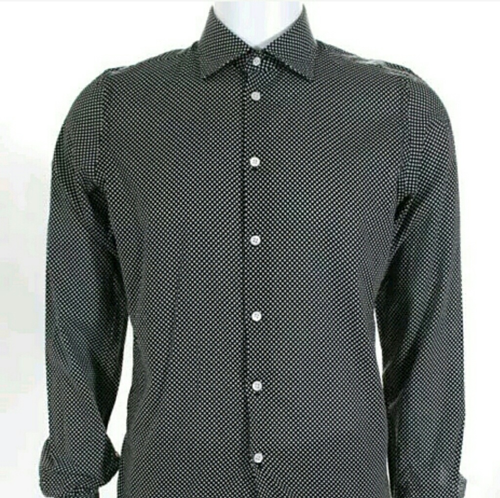 RICHARD JAMES BLACK WHITE POLKA DOT DRESS shirt 16